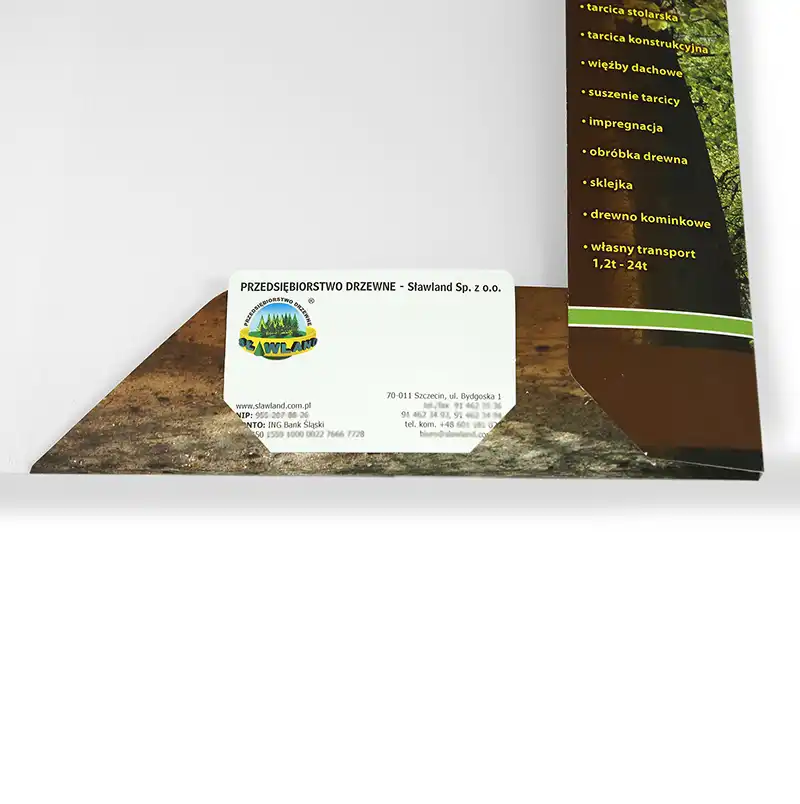 Each offer folder of our production has a place for a business card