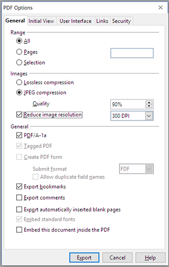 Save a book to PDF from Open Office for printing at a printing house