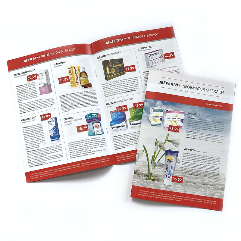 Multi-sided medical leaflets sewn with wire, printed on matte coated woodfree 135g paper