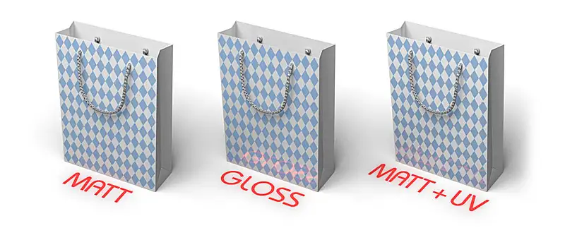 Comparison of the finish effect of laminated paper bags.