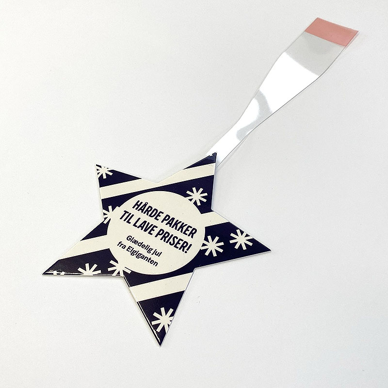 Wobbler, star-shaped advertising kiwak. The printing house can make any shape of the wobbler at the customer's request.