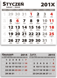 Calendars 2 - 285x220 i 285x125 mm, trilingual with name&holidays