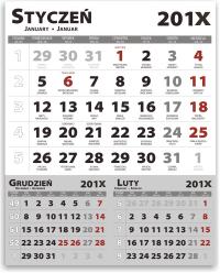 Calendars 1 - 285x335 mm, trilingual with name & holidays