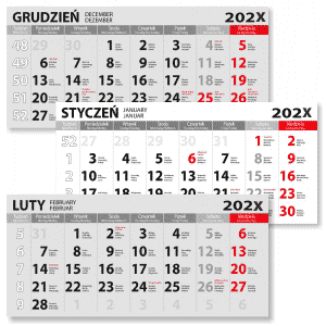 Calendar 3 - 315x140 mm, trilingual with name&holidays