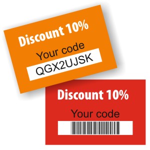 Discount coupons - flyers with a variable code / coated paper Discount coupons - flyers with a variable code / coated paper