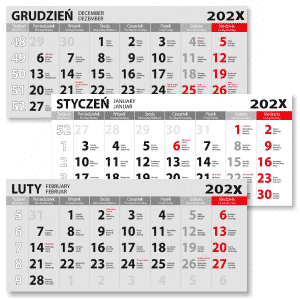 Calendars for three-fold calendars
