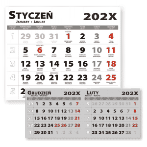 Calendars for two-fold calendars