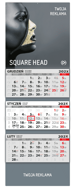 Three fold calendars - Square Head (315x900)
