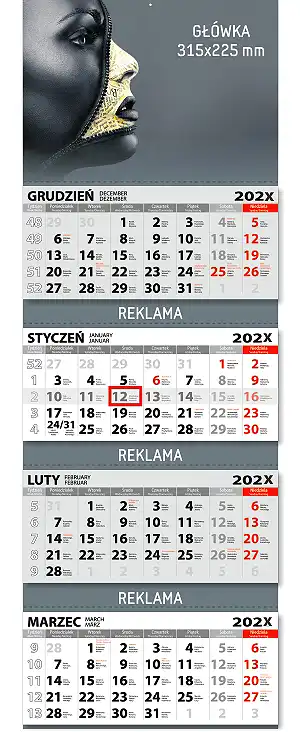 Four-month calendars (315x900) - 3 advertisements